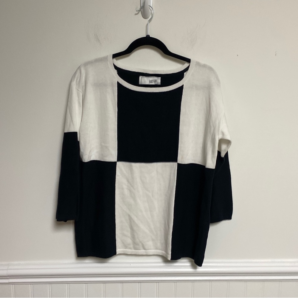 Joan Vass Women’s Bold Square Black/White Sweater Size 1